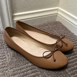 Genuine leather tan ballet flats from Paris, barely worn, bought wrong size